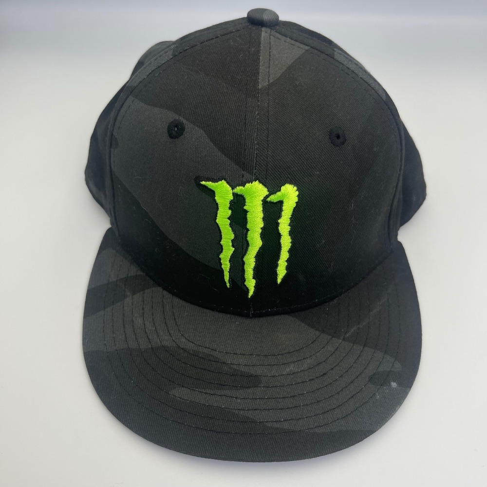 Monster Energy Snapback Hat Mens OSFM Black Camo Good Embroidered Logo Cap